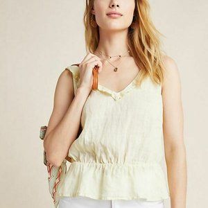 Anthropologie Cloth & Stone Peplum Top Pale Yellow